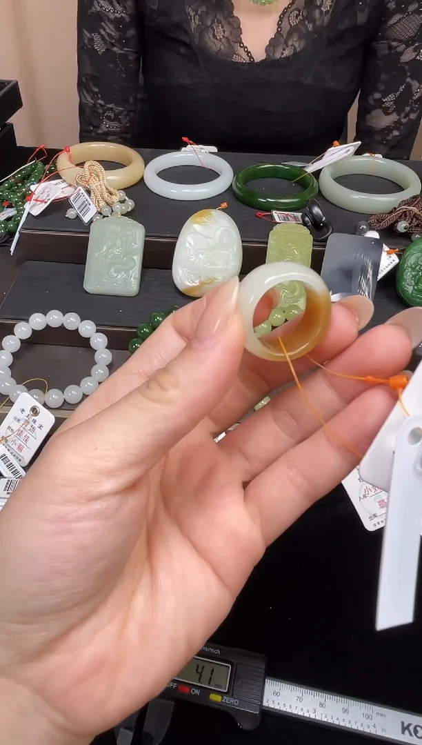 未镶嵌戒指和田玉且末金山糖戒圈18+圈9011358