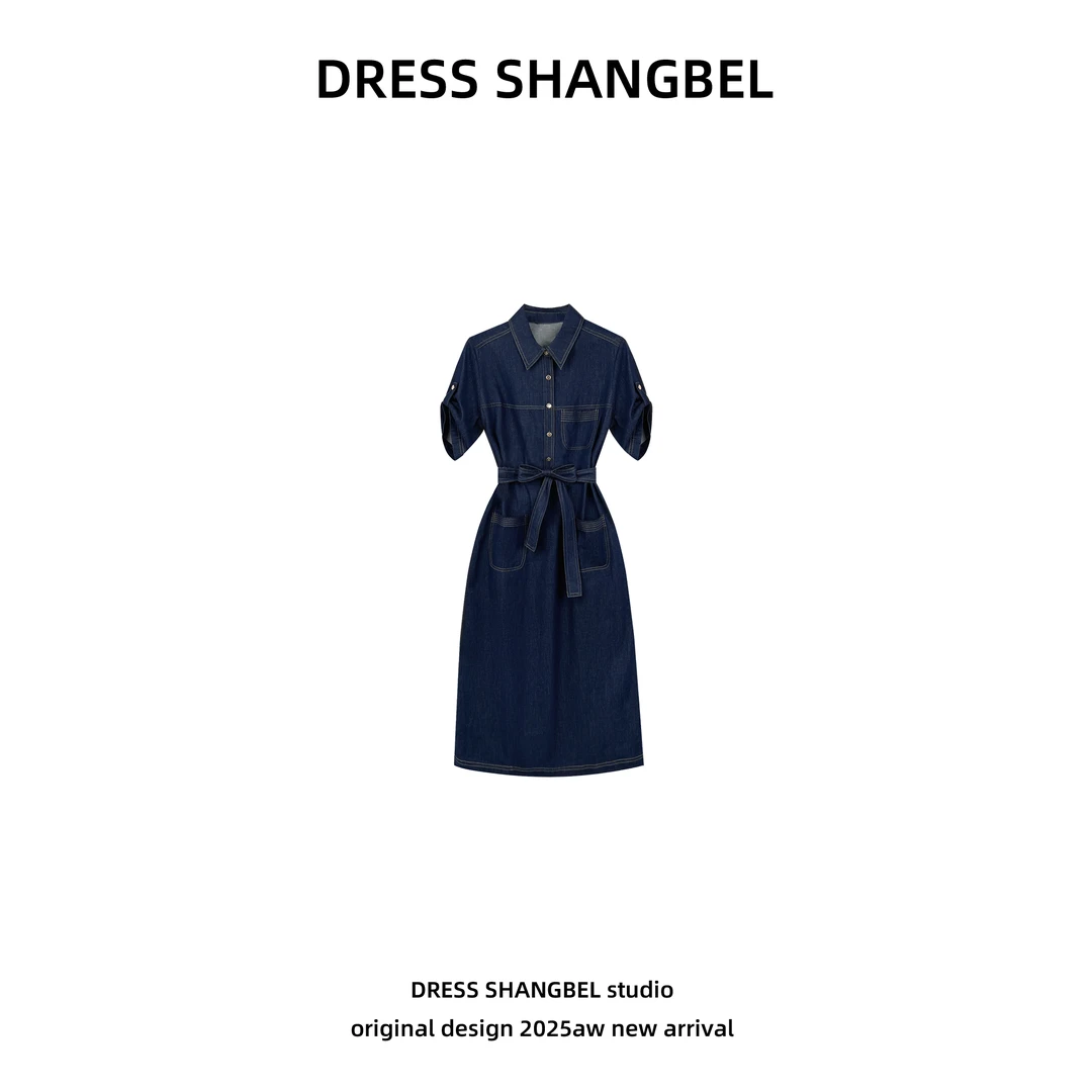 DRESS 2025年新款C时尚休闲舒适优雅牛仔短袖连衣裙5328H