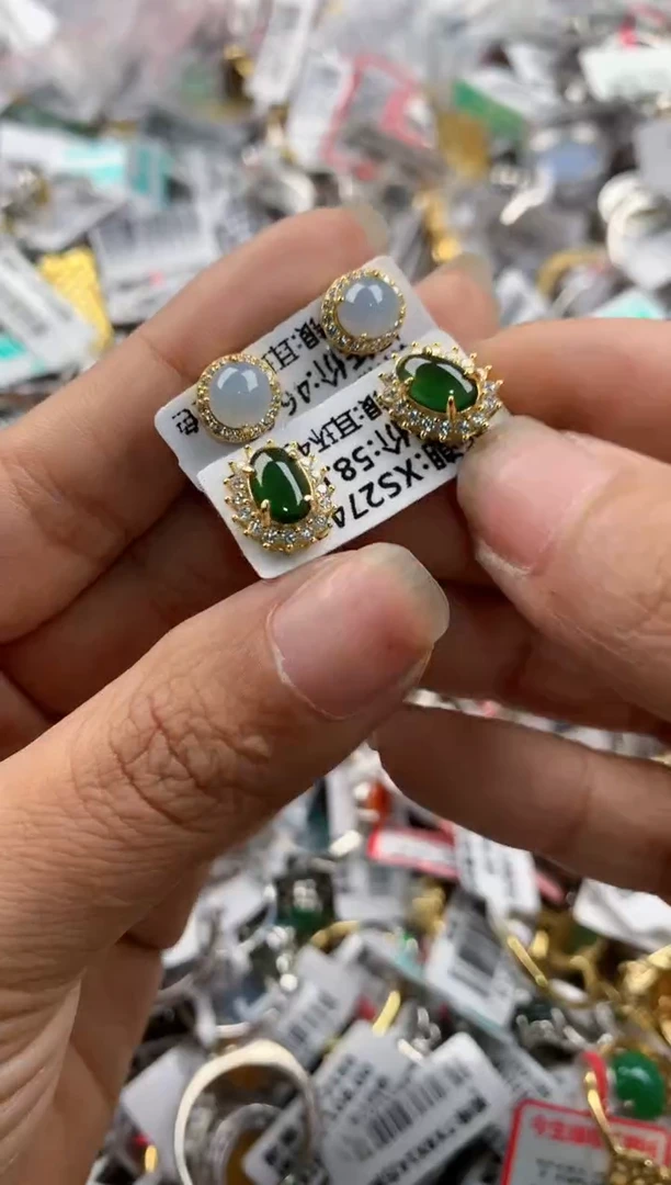 银S925镶嵌戒指翡翠999---8