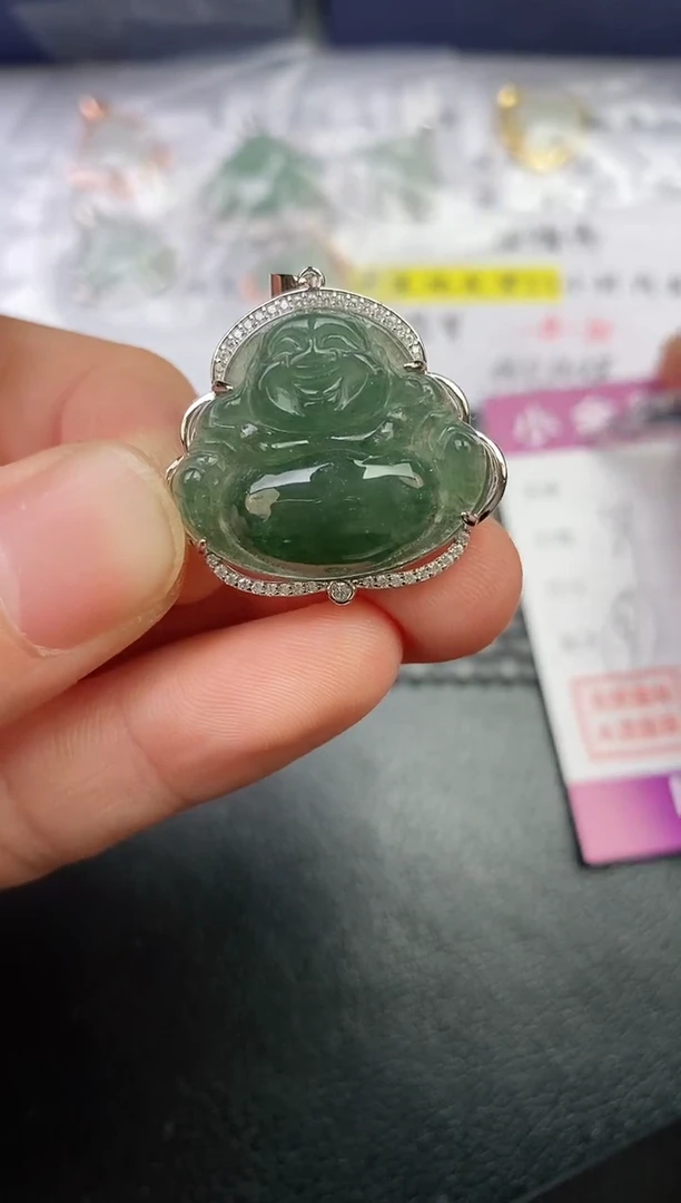颈饰银S925镶嵌翡翠安*挂件