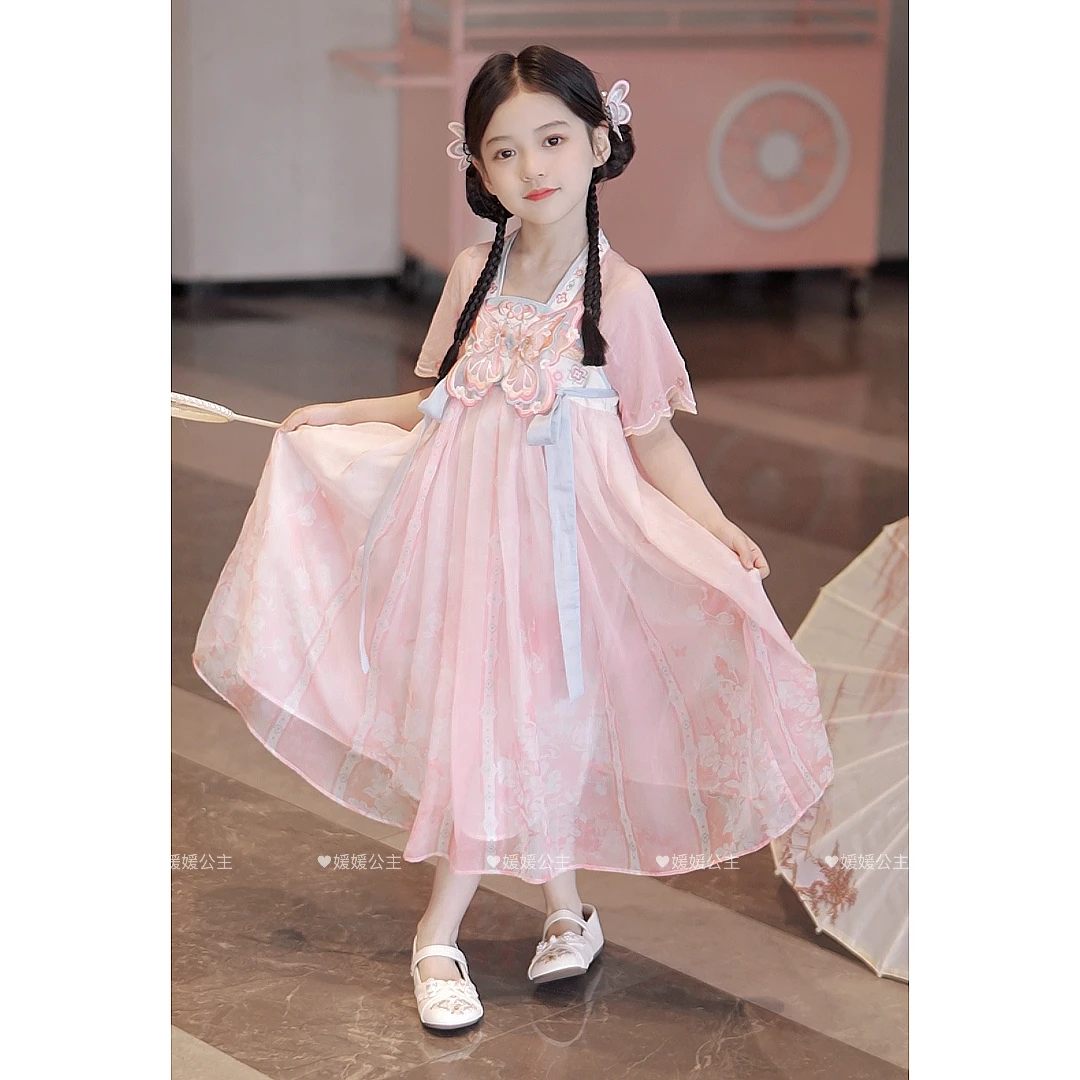 媛媛公主媛【大唐盛世】2025夏季女童国风气质连衣裙15239A065