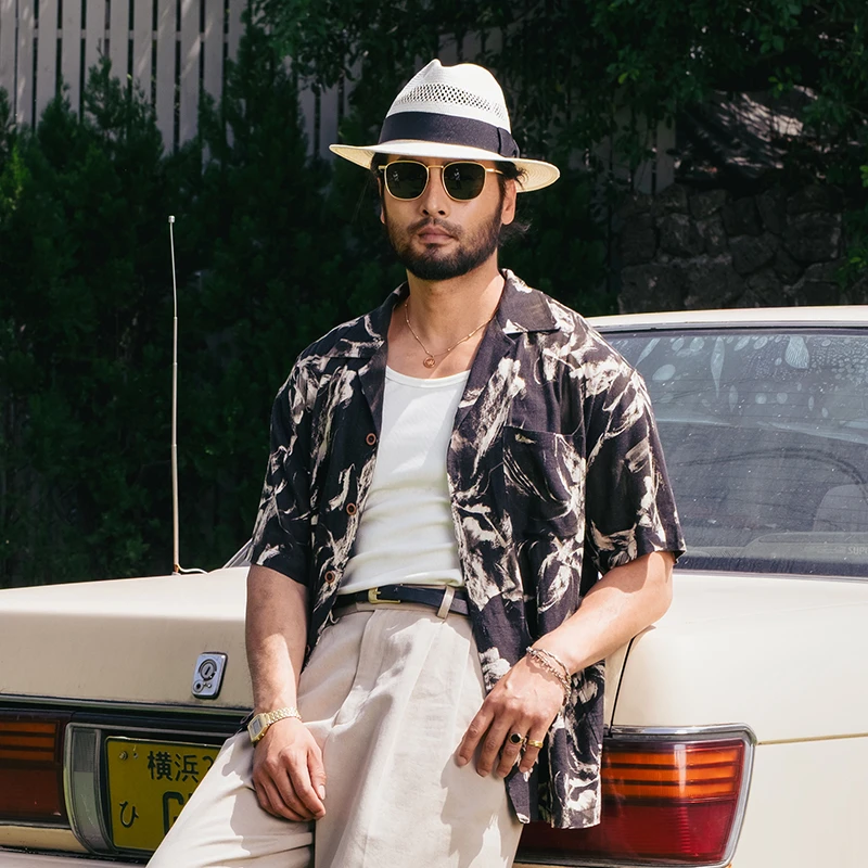 SOARIN意式夏威夷海边花衬衫男 那不勒斯透气宽松古巴领短袖衬衣