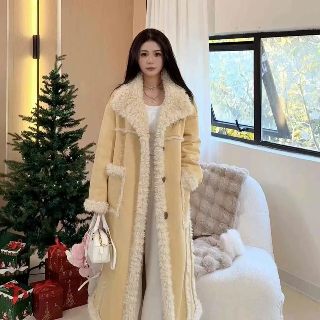 两面穿毛呢大衣加绒加厚气质网红轻奢时尚中长款甜美冬季女外套