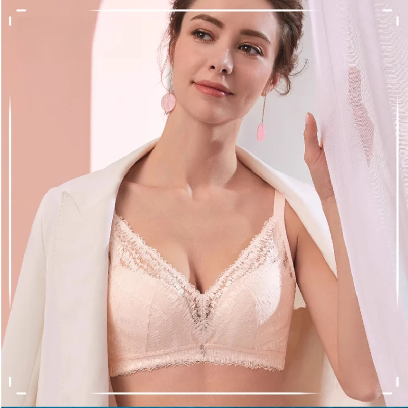 【古家】无钢圈性感蕾丝上薄下厚定型杯文胸罩 010