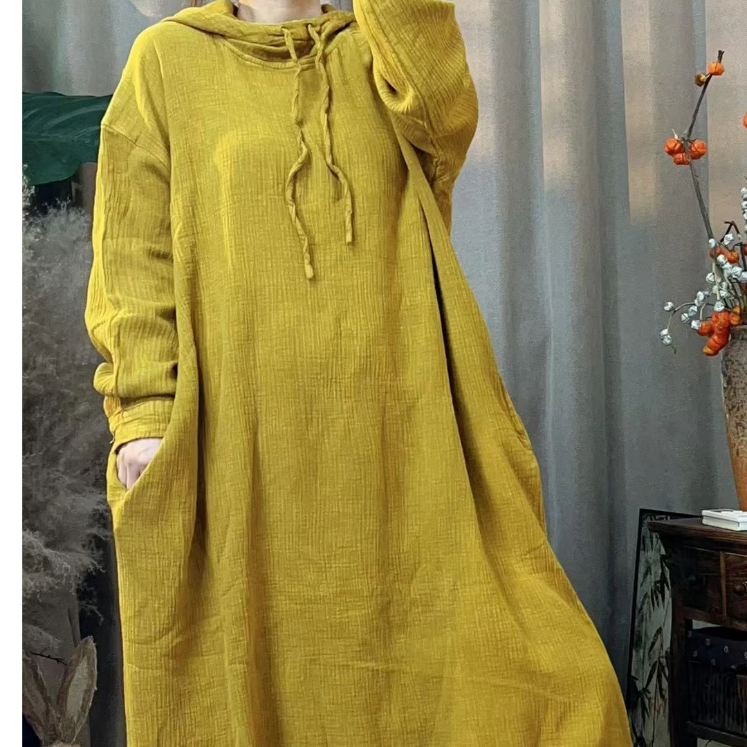 （忆南）糖果色风貌麻长袍（衣长118胸围140）
