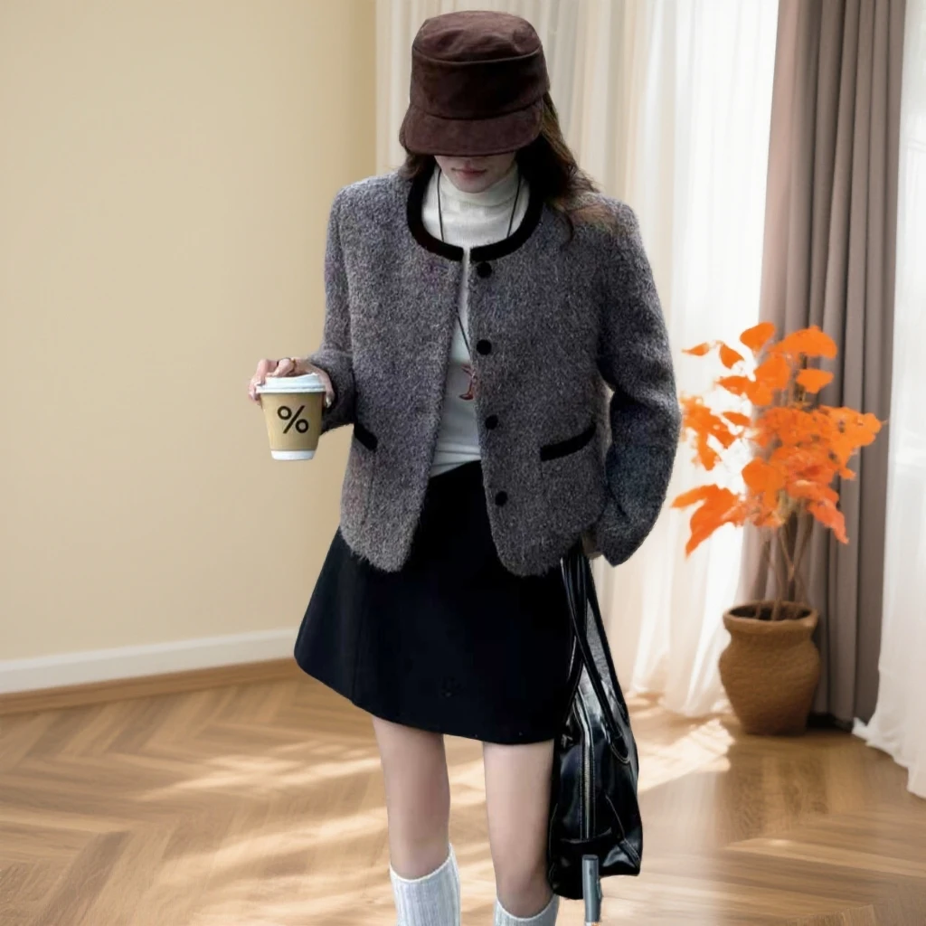 【琪的style】宽松保暖百搭短外套黑色女圆领时尚休闲鹅绒服DY10962