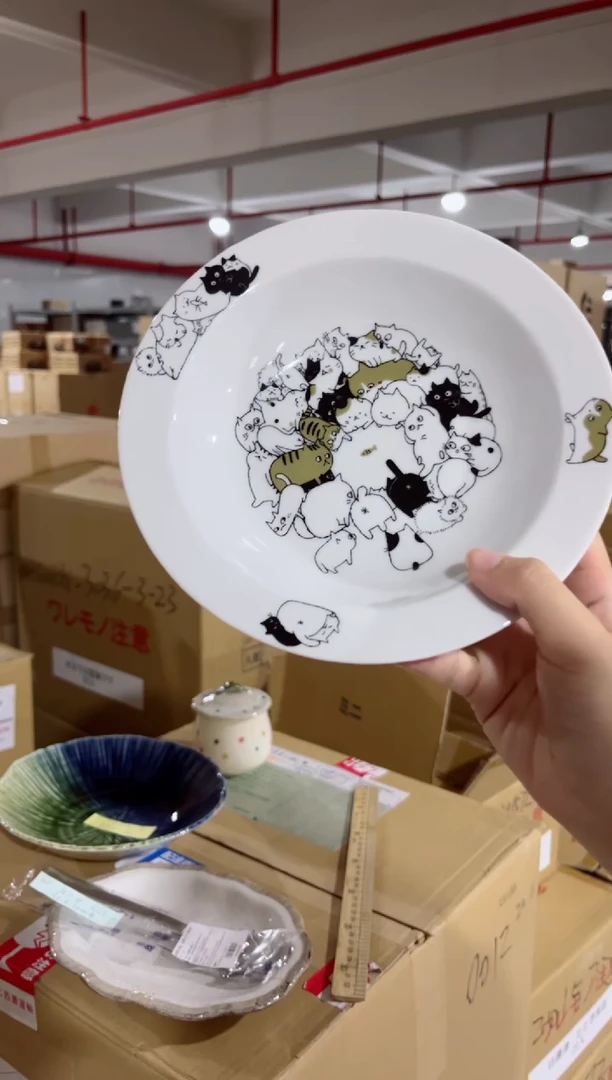 瓷片猫咪聚会深盘