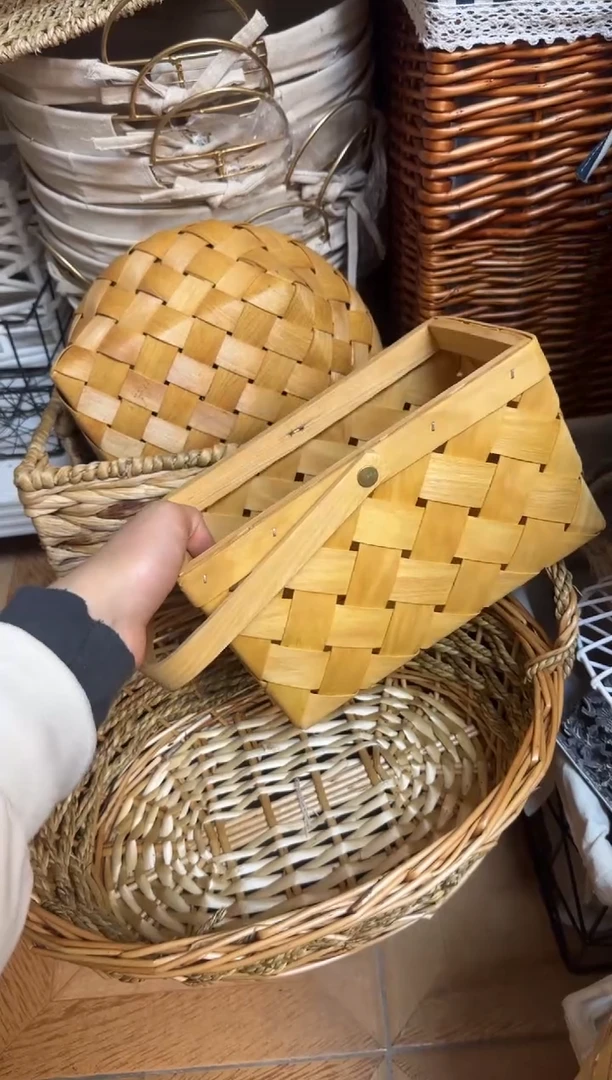 胡**噜微瑕捡漏水杉木单提篮小号