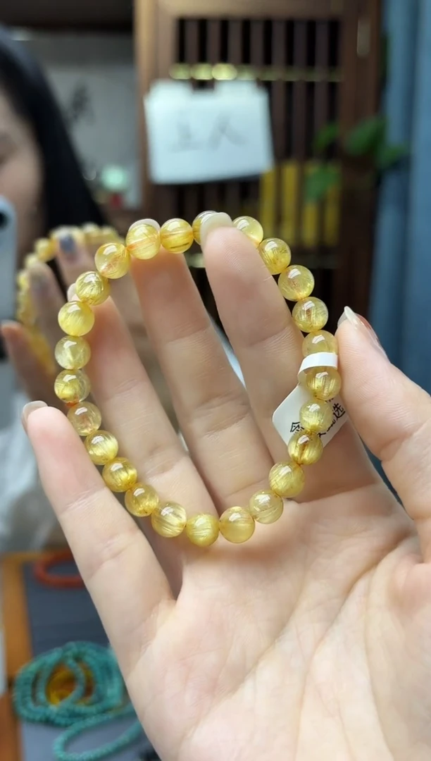 未镶嵌车挂水晶发晶水晶手串7mm+QK