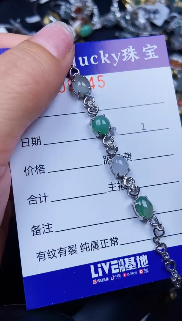 翡翠银S925镶嵌颈饰9545