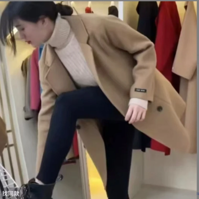 （星选）88118秋冬女中长款双面毛呢外套显瘦百搭高级感时尚休闲