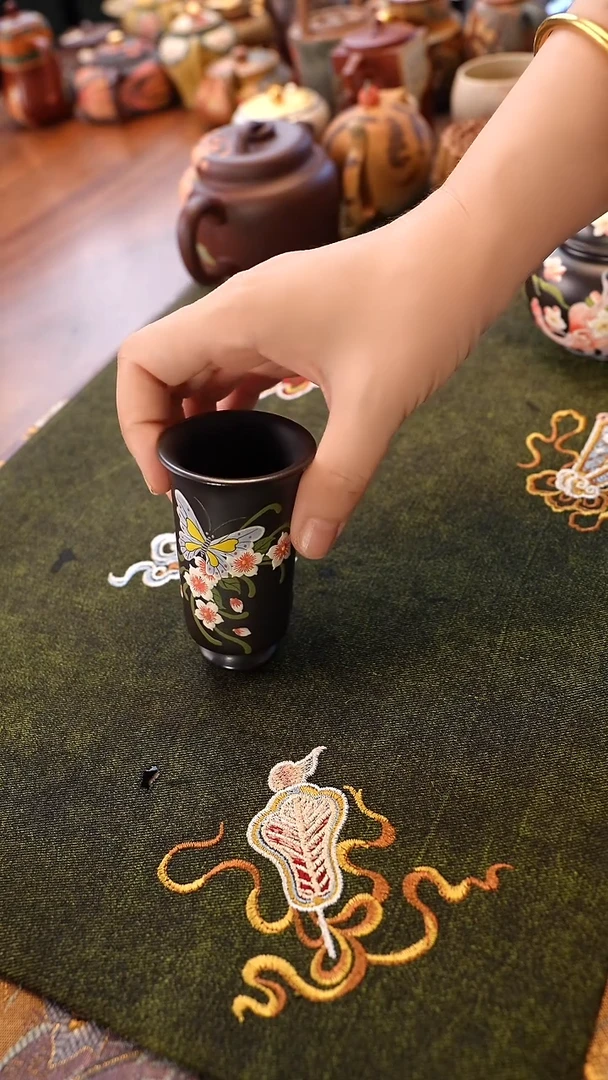 茶壶紫砂蝴蝶闻香杯