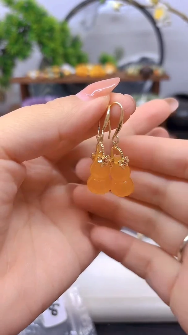 14K金镶嵌翡翠耳饰E660