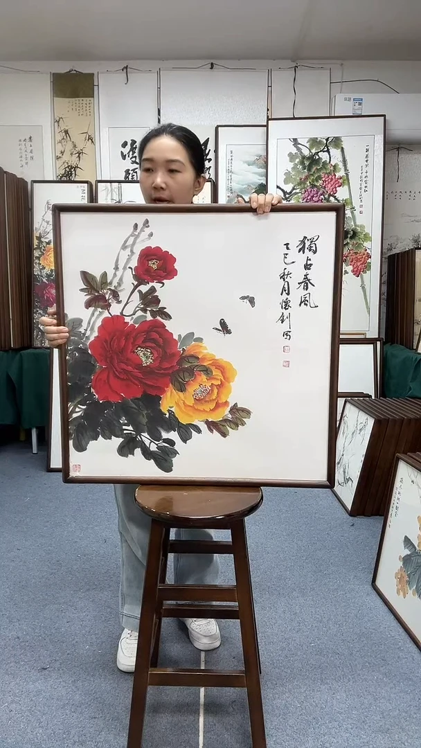 国画尺寸70*70实木画框京东包邮手绘