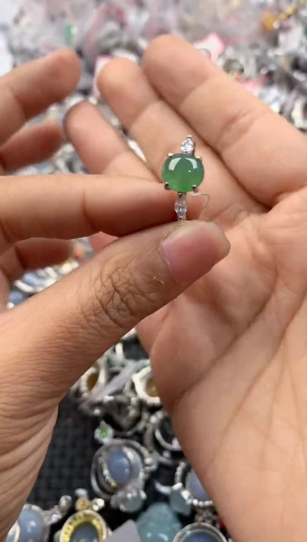 银S925镶嵌戒指翡翠4444----1
