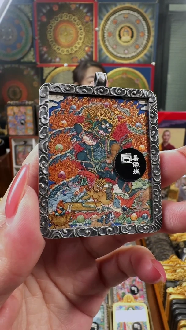 吊坠 壹善缘城手绘唐卡黑C