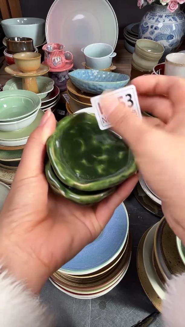 瓷片就*强h453翠春绿锤纹小碟4只福利