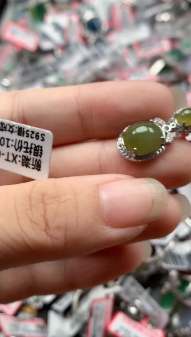 银S925镶嵌戒指翡翠天然A货缅甸翡翠