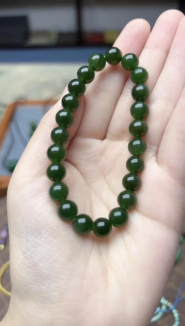 未镶嵌和田玉挂件碧玉手串8mmZD