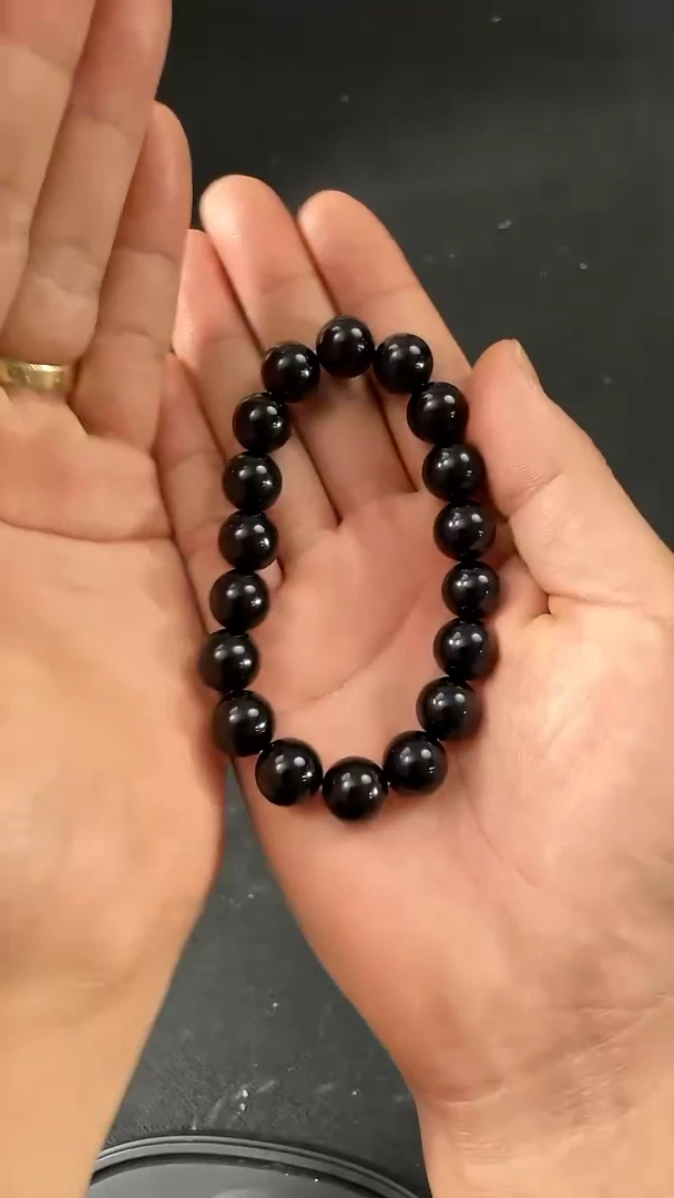 未镶嵌手串玛瑙/玉髓黑玛瑙圆珠手串12mm