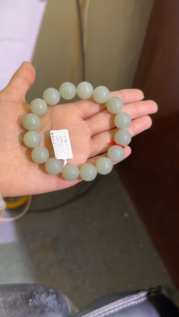 未镶嵌手链和田玉近矿高青白卡14手串（产地直发）