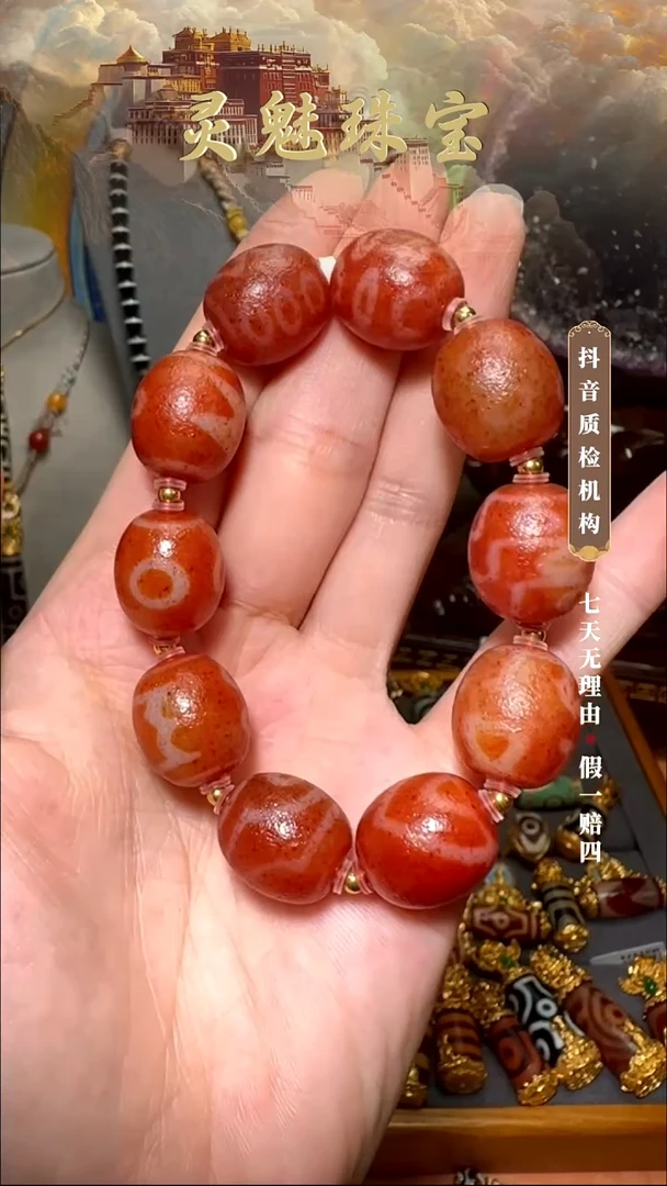 玛瑙/玉髓（覆膜）颈饰18K金镶嵌手串