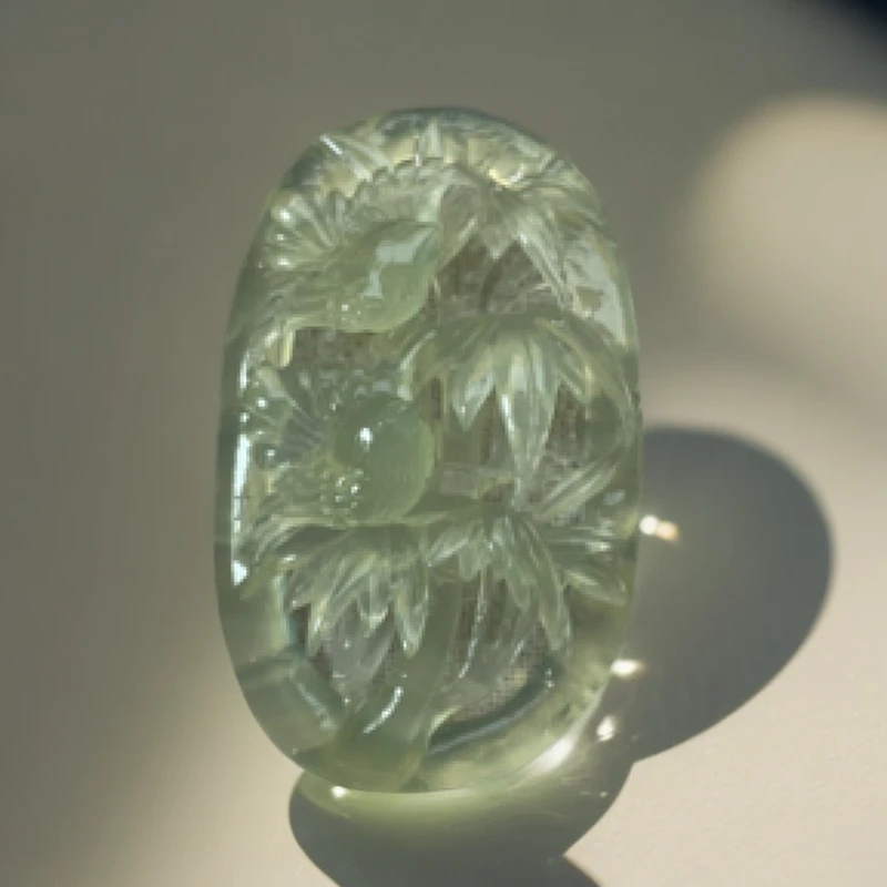 岫玉蛇纹石质玉［竹报平安］手工女款喜上眉梢