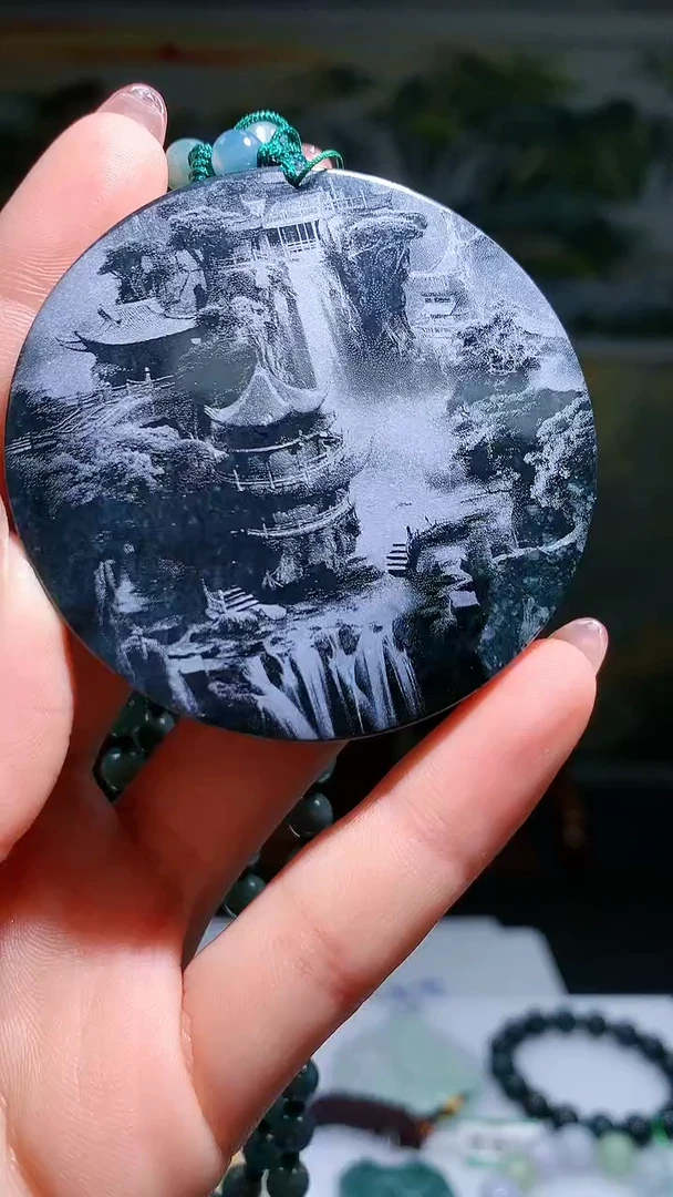 【闪购商品】定制翡翠未镶嵌1007hm-毛货挂件(赠珠链）31