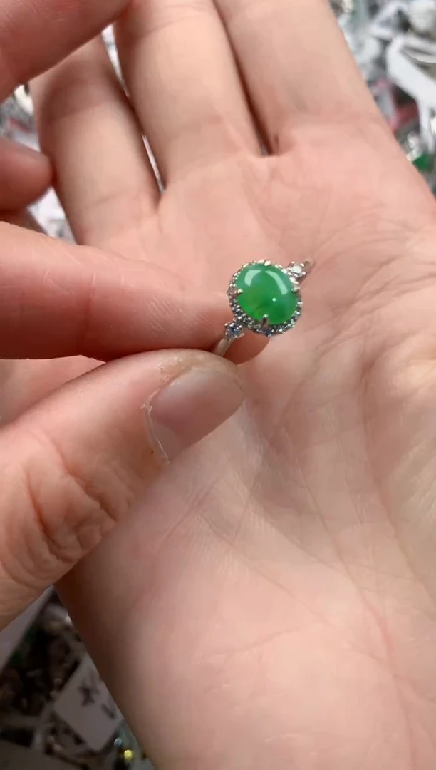 银S925镶嵌戒指翡翠2222-----4