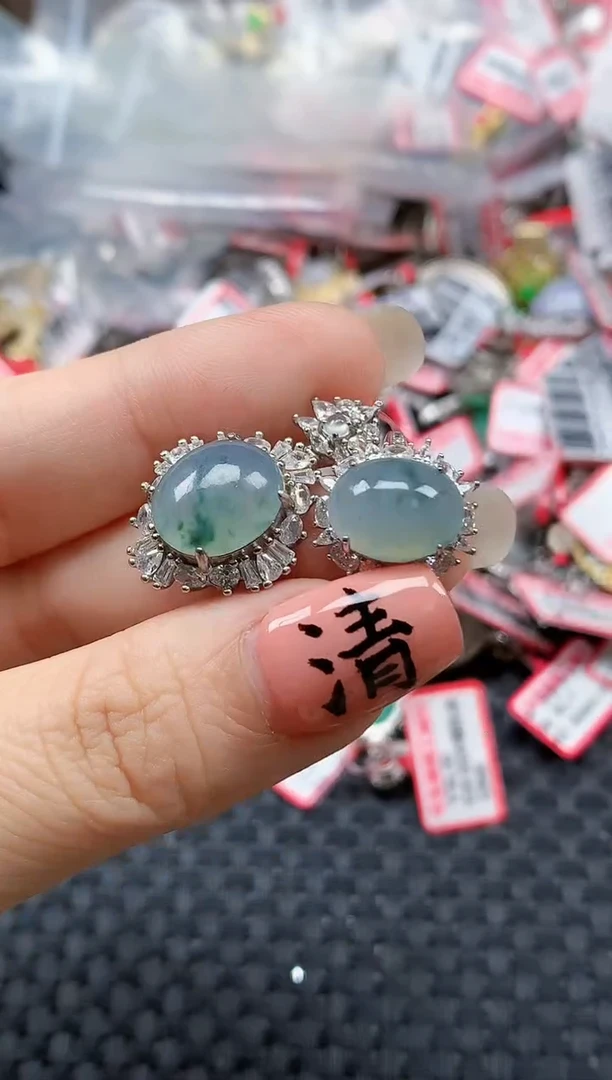 银S925镶嵌戒指翡翠天然A货缅甸翡翠