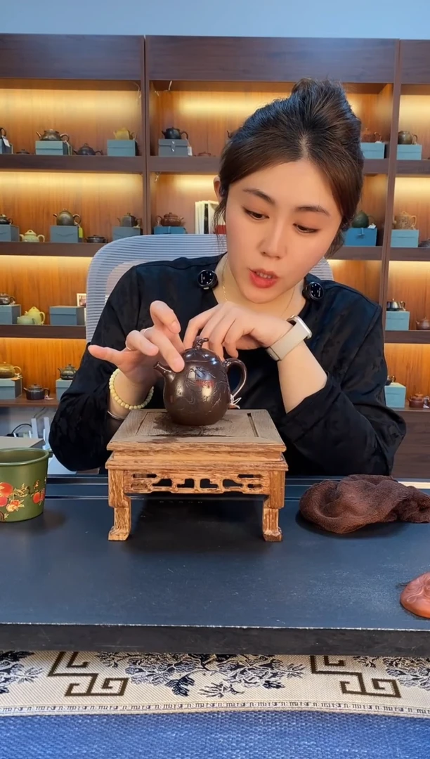 茶壶紫砂麋鹿竹影高茄瓜 紫袍玉砂 马千里