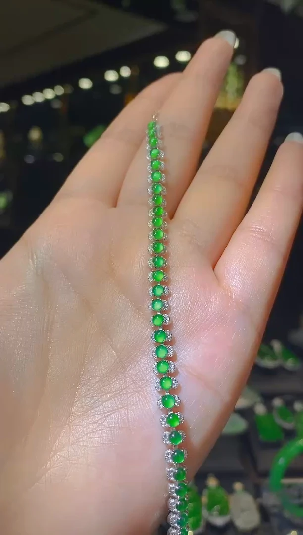 【闪购商品】翡翠手链银S925镶嵌053（多样性发货）
