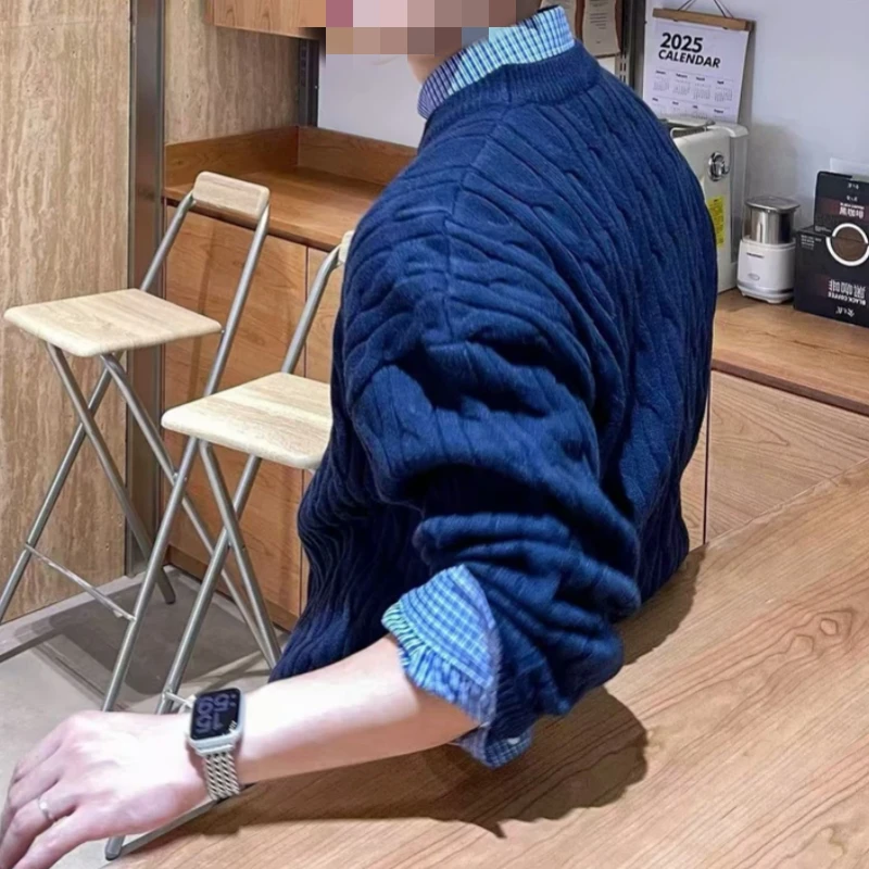 24秋冬季新款长袖男女同款加厚套头圆领毛衣 1-28071时尚休闲百搭