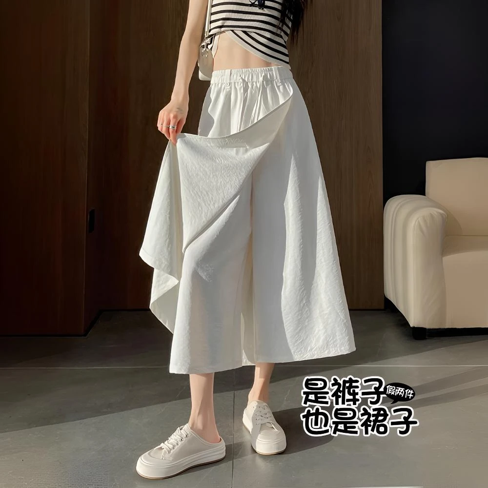山本裤假两件开叉阔腿裙裤女款爆款2025新款夏季高腰显瘦休闲裤子