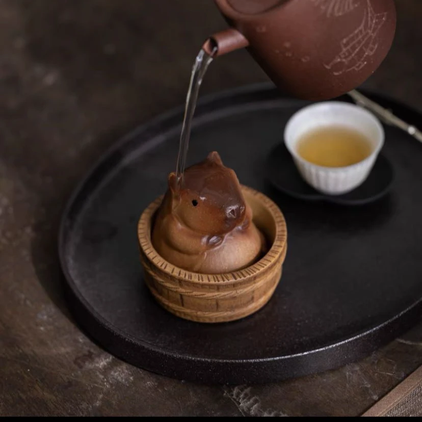 百垚纯手工卡皮巴拉紫砂茶宠可爱创意茶桌可养摆件精致茶玩零配件