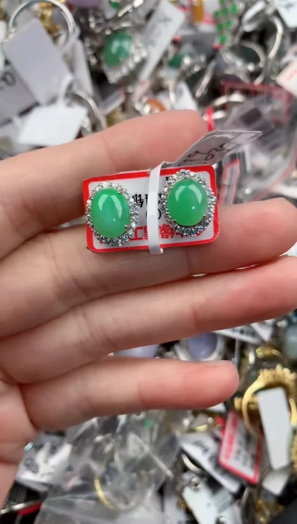 银S925镶嵌戒指翡翠777             8