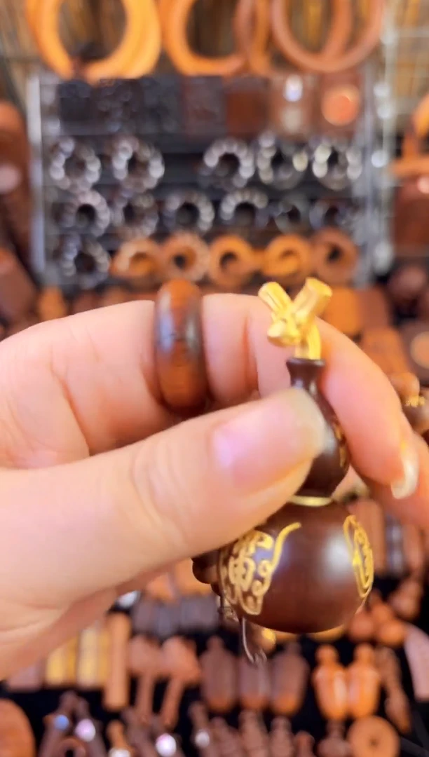 木雷枣木老料三面描金葫芦