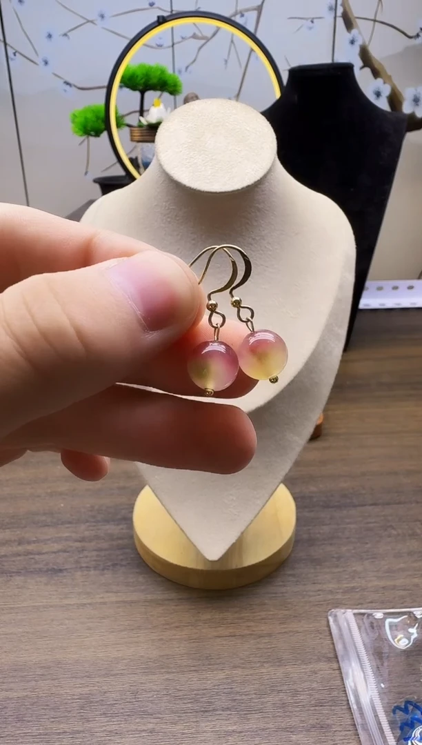 碧玺耳饰14K金镶嵌E133