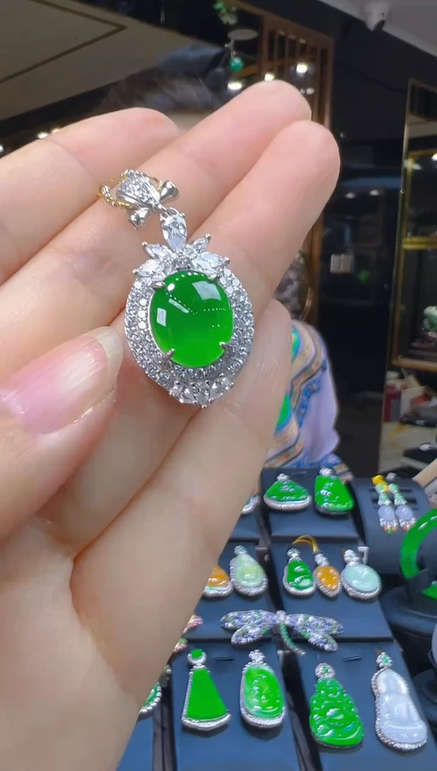 翡翠银S925镶嵌吊坠(赠链)080（多样性发其一）