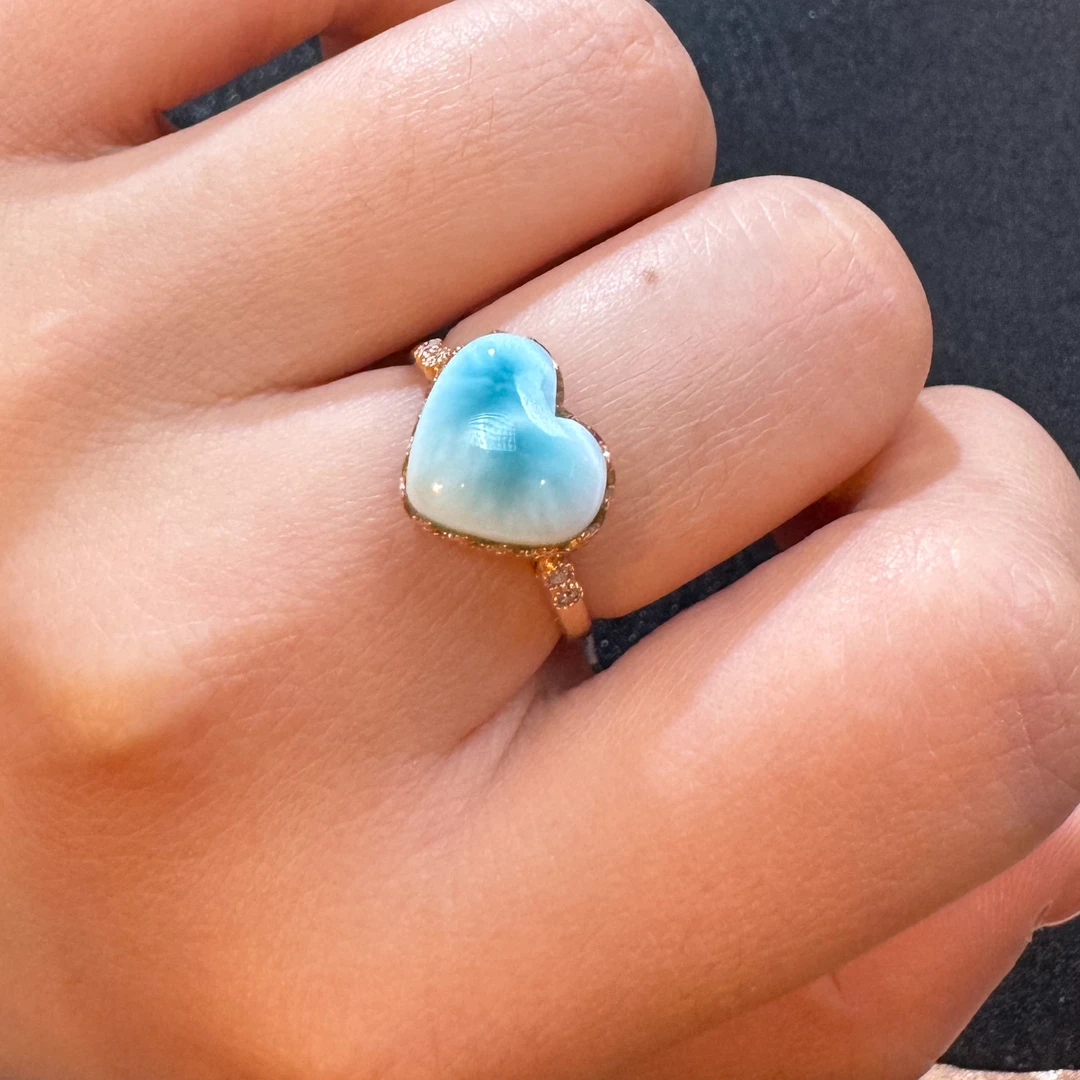 【歪歪】爱心*海纹石戒指*18K镶嵌（多样性发）W9183