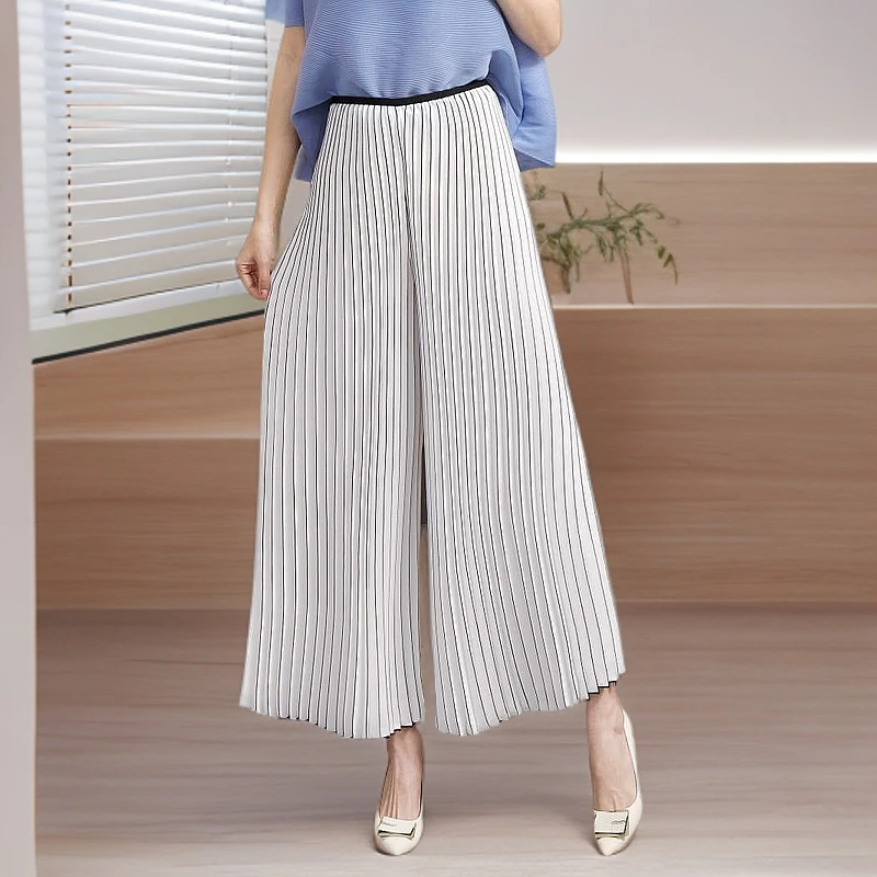 70089-高腰直筒显瘦垂感风情褶衣休闲裤