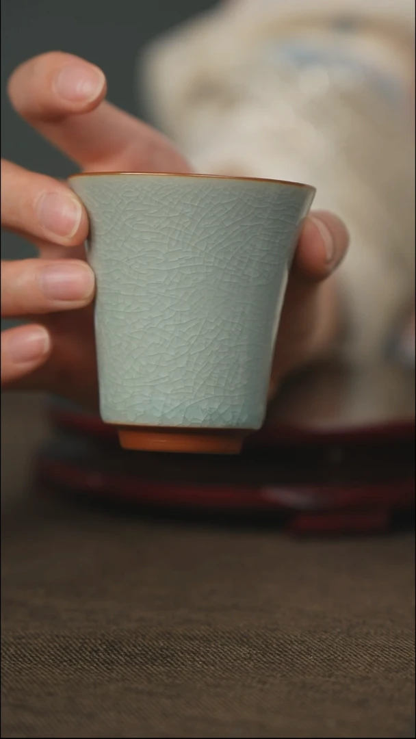 鱼鳞冰花 闻香杯 带底款