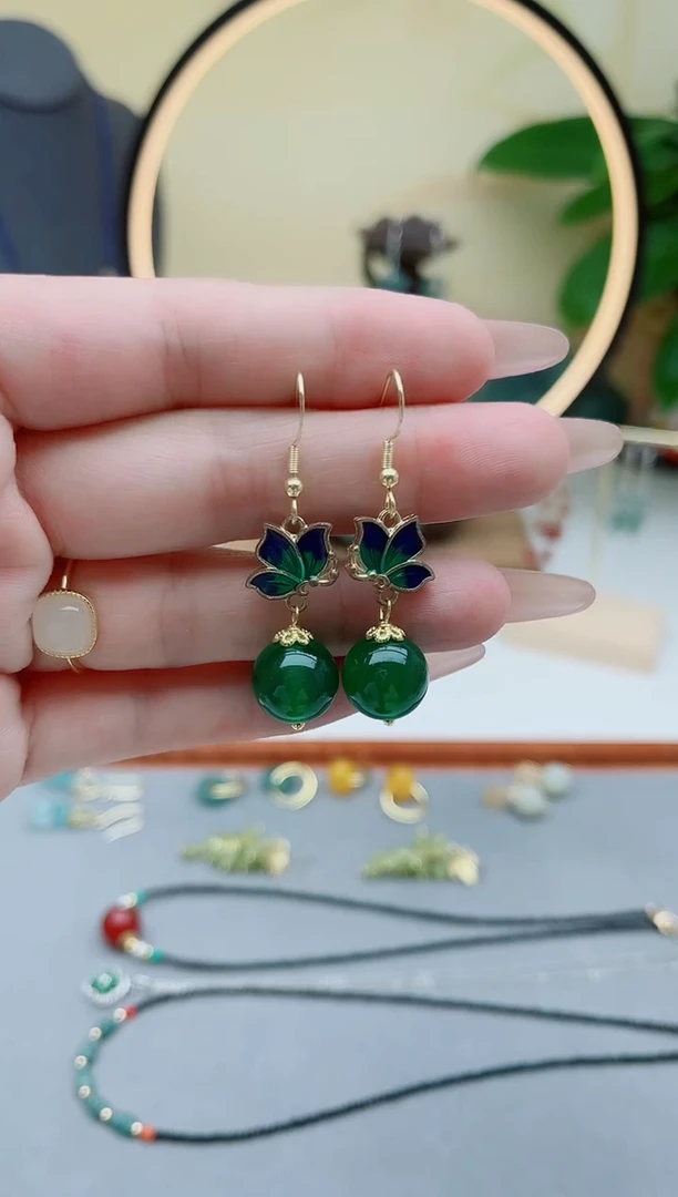 玛瑙/玉髓耳饰银S925镶嵌635