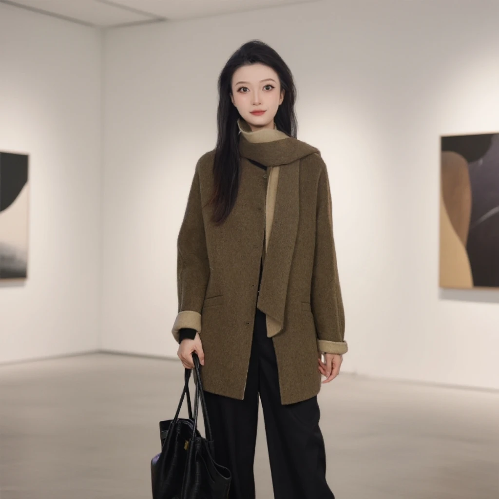 Gowani/乔万尼2025新款羊毛宽松休闲秋冬短款时尚外套毛呢EO4B059