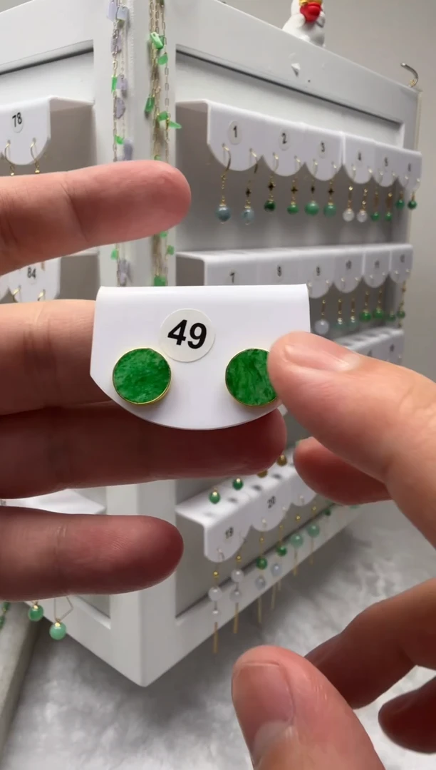 18K金镶嵌翡翠耳饰缅甸天然翡翠a货