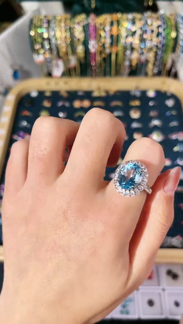 【闪购商品】托帕石戒指银S925镶嵌D-114