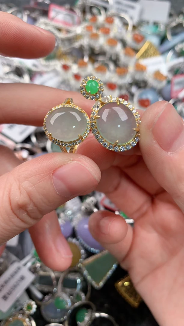 银S925镶嵌戒指翡翠55--10