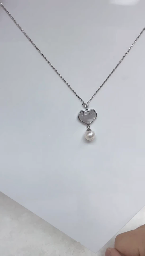 海水珍珠银S925镶嵌颈饰海水珍珠项链