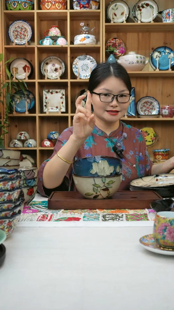 瓷片小可高温陶瓷餐具一组两只面碗
