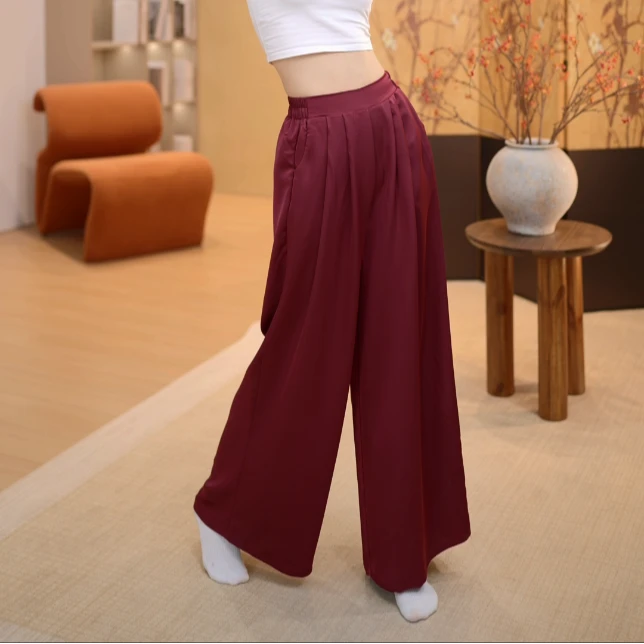 8106 D现代舞蹈裤女缎面流光新款宽松阔腿跳舞练功日常可穿飘逸